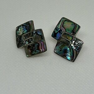 Beautiful 🥰Vintage mexico Alpaca and Abalone Shell Earring